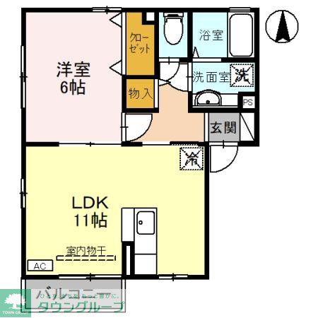 フォンテーヌ(1LDK/2階)の間取り写真