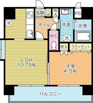 FELICE KYOMACHI(1LDK/4階)の間取り写真