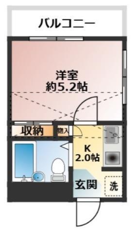 浦賀レジデンス(ワンルーム/2階)の間取り写真