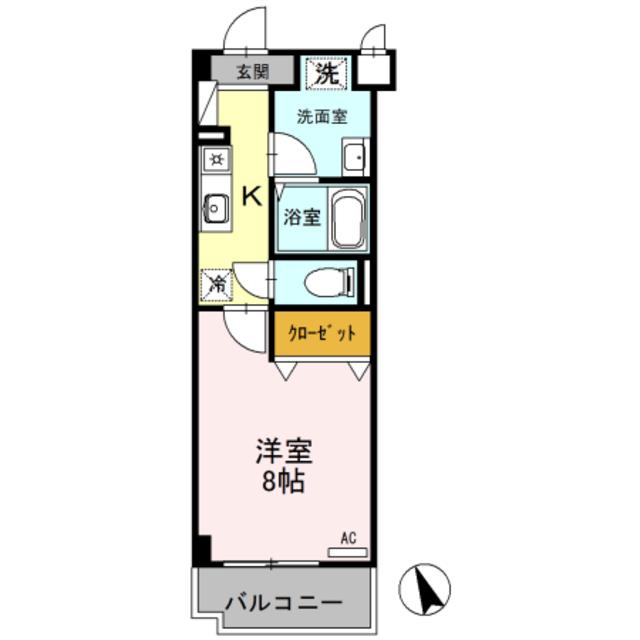 ロイヤルプレイス010(1K/5階)の間取り写真