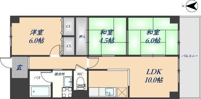 タウンコート咲久良(3LDK/1階)の間取り写真