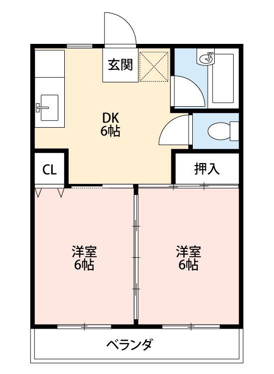 アルタスプラザ(2DK/4階)の間取り写真