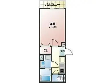 プランドール飾磨(1K/2階)の間取り写真