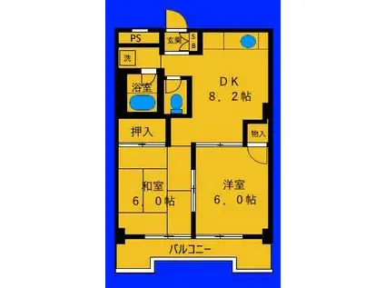 ピアハイツ(2DK/3階)の間取り写真