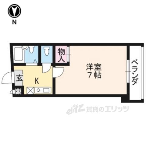 足立ハイツ北大路(1K/4階)の間取り写真