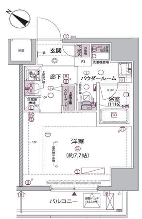 アルコバレーノ堀切菖蒲園(1K/10階)の間取り写真