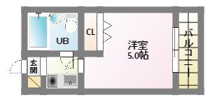 メゾンドファーム(1K/4階)の間取り写真