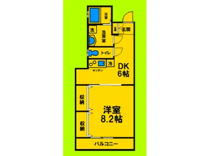 アベニール十三(1DK/2階)の間取り写真