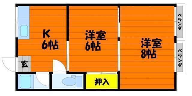 野田マンションC棟(2DK/1階)の間取り写真