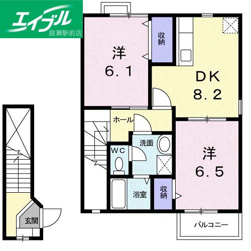 ソレアード御津(2DK/2階)の間取り写真