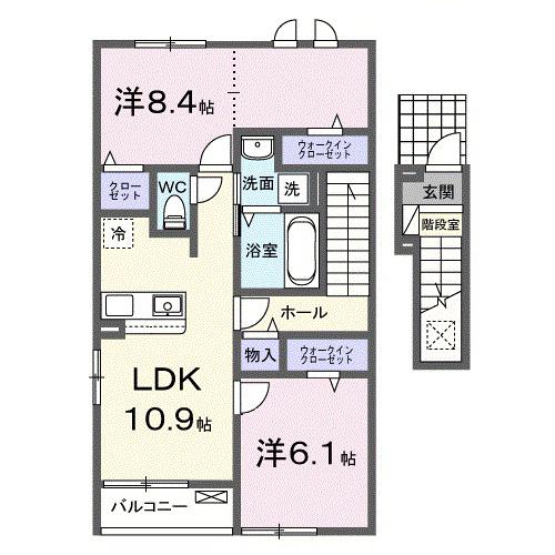 セレスティアII(2LDK/2階)の間取り写真