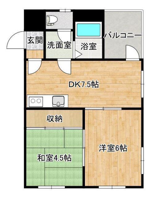 コアマンション熊高前(2DK/3階)の間取り写真