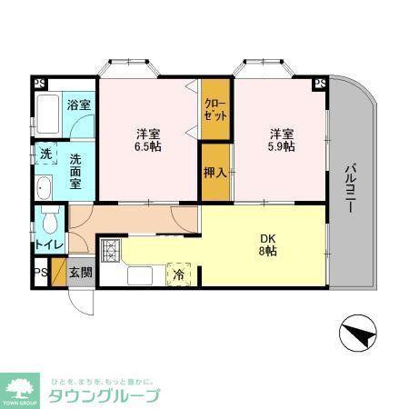 石塚ビル(2DK/2階)の間取り写真