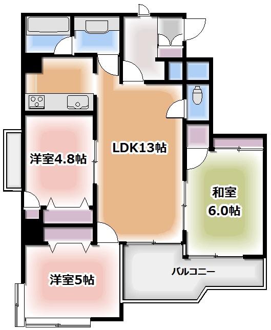 トラスティ御本丸公園(3LDK/6階)の間取り写真