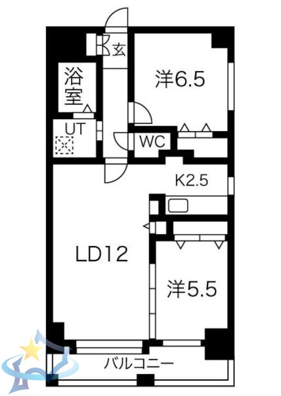 ラディア近代美術館前(2LDK/7階)の間取り写真