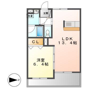 グレースコート神戸(1LDK/3階)の間取り写真