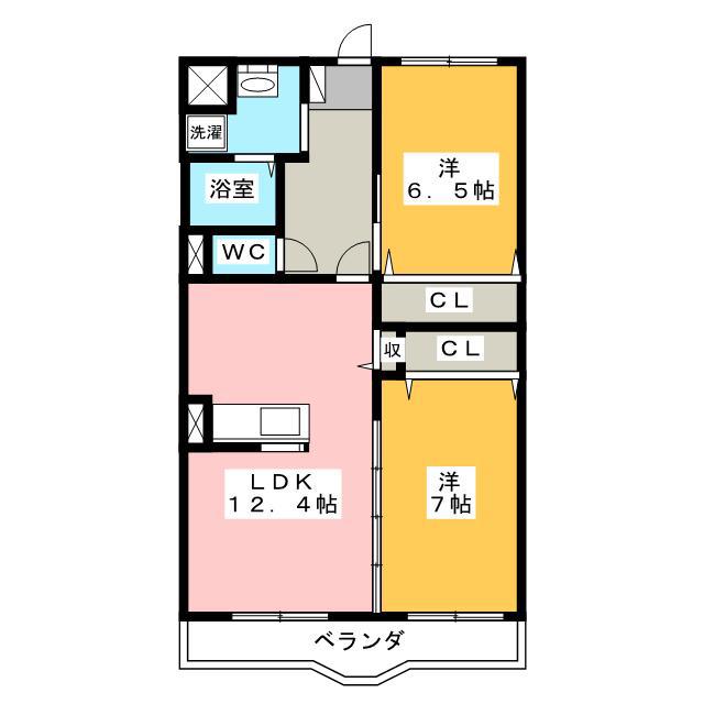 メゾンエスポワール(2LDK/2階)の間取り写真