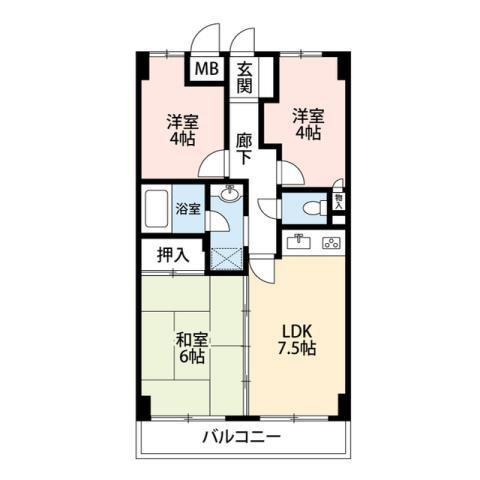 KNSビル(3DK/4階)の間取り写真