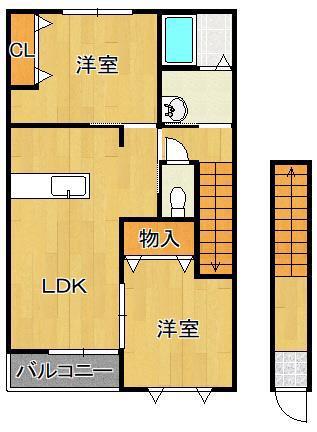 エーデルハイムCHIYO(2LDK/2階)の間取り写真