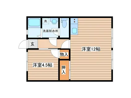 シティハイム 中田(1LDK/2階)の間取り写真