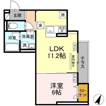 D-ASSET矢崎町(1LDK/1階)の間取り写真