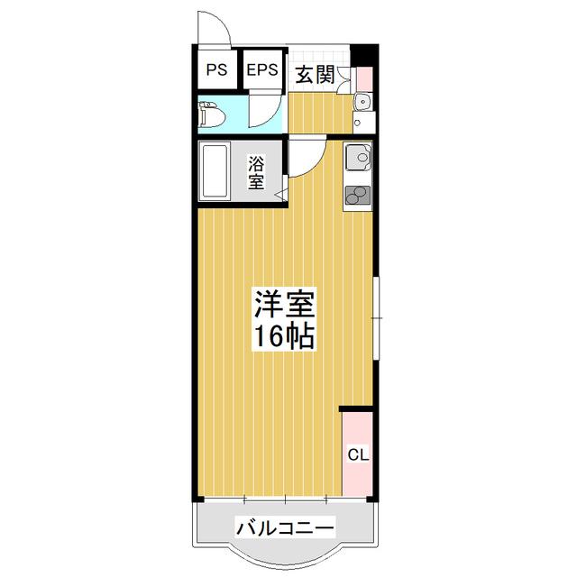 マンション花園(ワンルーム/2階)の間取り写真