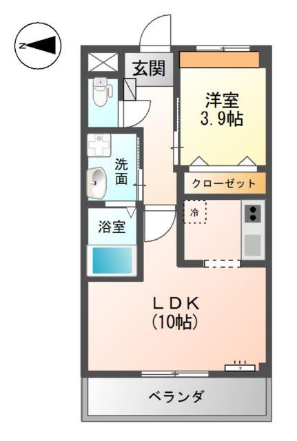 KS HILLS(1LDK/2階)の間取り写真