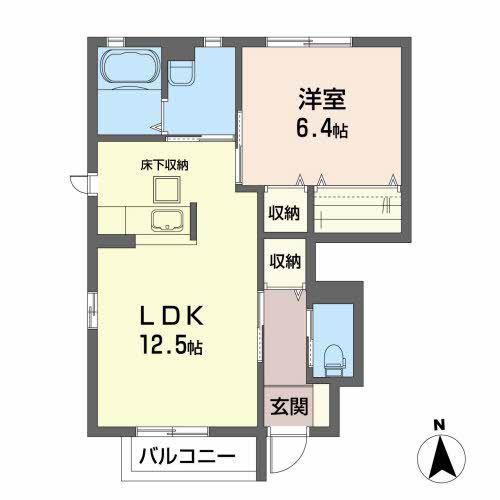 シャッフレI(1LDK/1階)の間取り写真