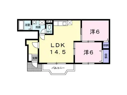 ジェルメ(2LDK/1階)の間取り写真