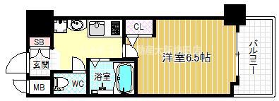 エスリード南森町駅前(1K/6階)の間取り写真