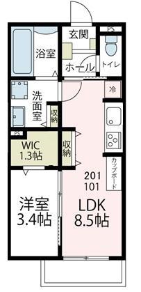 グーラテース(1LDK/2階)の間取り写真