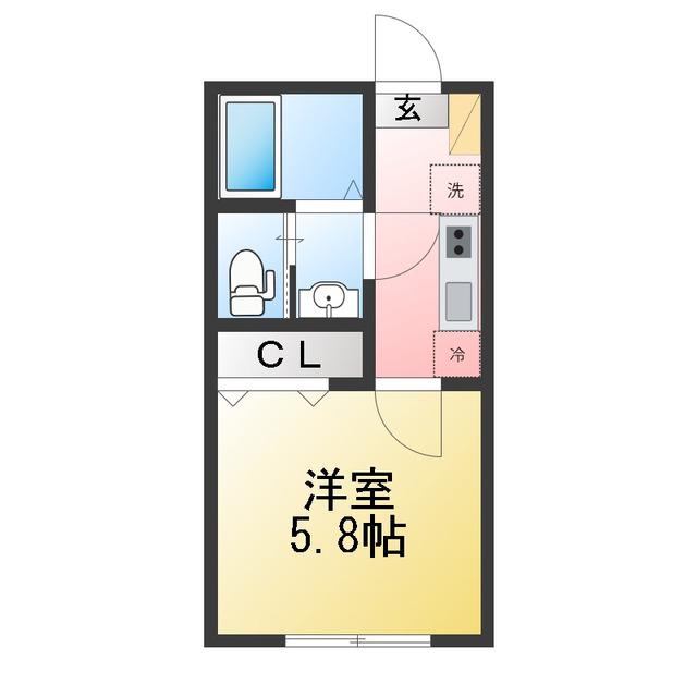 富岡西4丁目アパート(1K/1階)の間取り写真