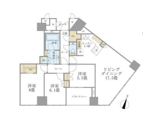 BRILLIA一番町 ブリリア一番町(3LDK/9階)の間取り写真