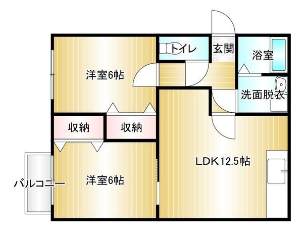 ライフステージ潤野(2LDK/1階)の間取り写真