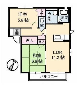 シャーメゾンラフィネA棟(2LDK/1階)の間取り写真