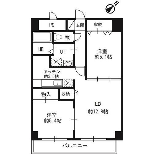ブライトン琴似(2LDK/3階)の間取り写真