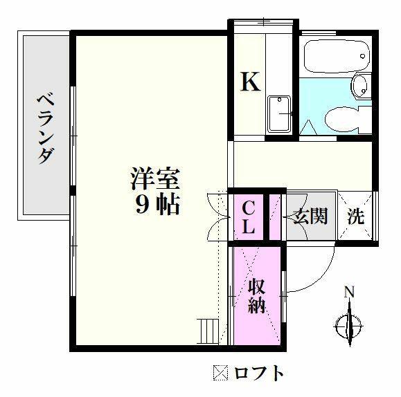 ハイツ石打(1K/2階)の間取り写真