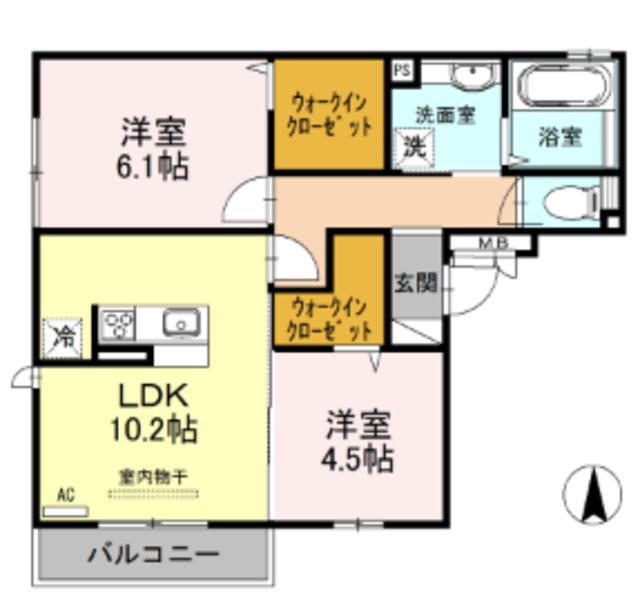 SAKURA(2LDK/3階)の間取り写真
