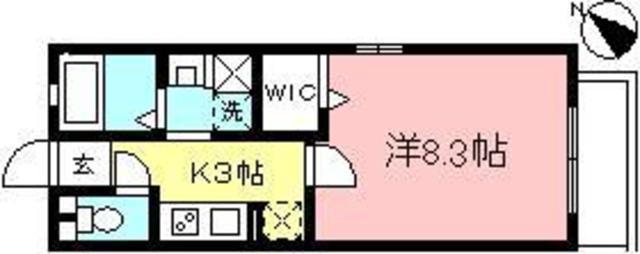 オールージュII(1K/2階)の間取り写真