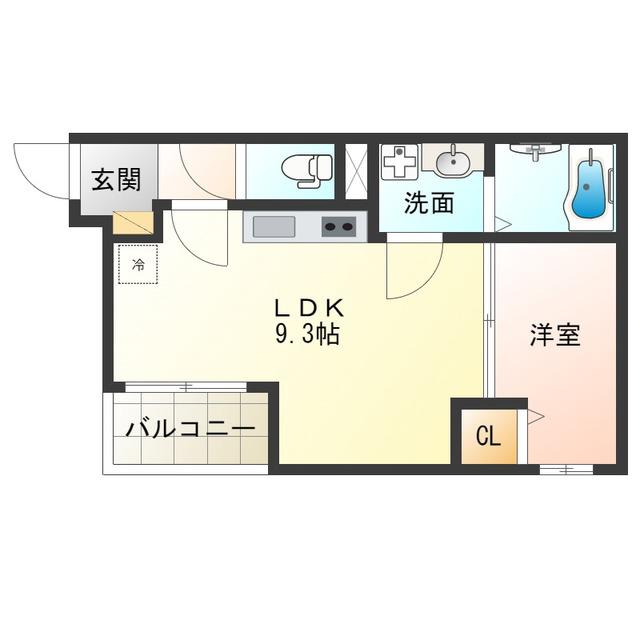 ヴェルジュ福町グランスイート(1LDK/2階)の間取り写真