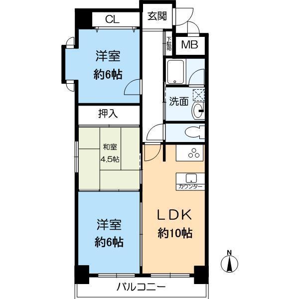HACHIBUSE六甲(3LDK/2階)の間取り写真
