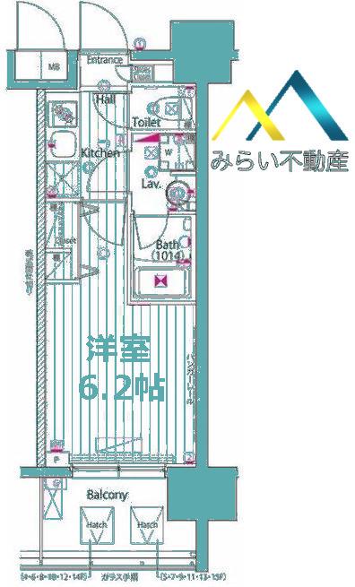 グランド・ガーラ川崎西口(1K/6階)の間取り写真