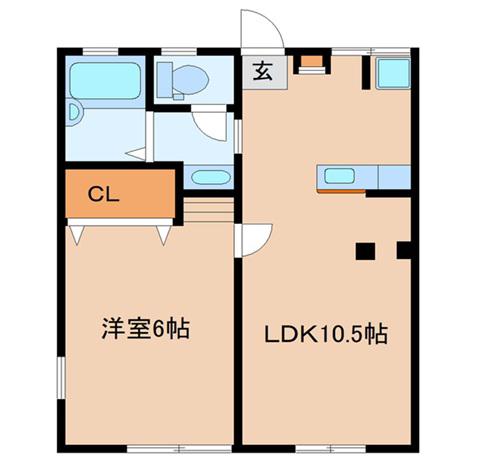レジデンス長町南(1LDK/1階)の間取り写真