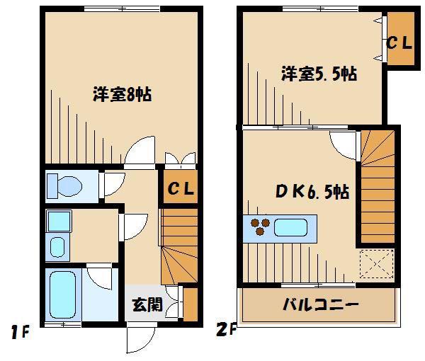 メゾWING(2DK/1階)の間取り写真