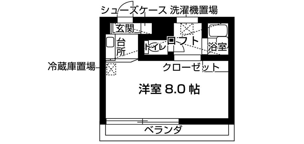 バウスクロス千葉(ワンルーム/10階)の間取り写真
