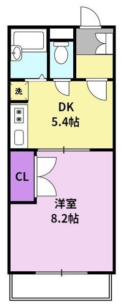 ワンバイワン(1DK/1階)の間取り写真