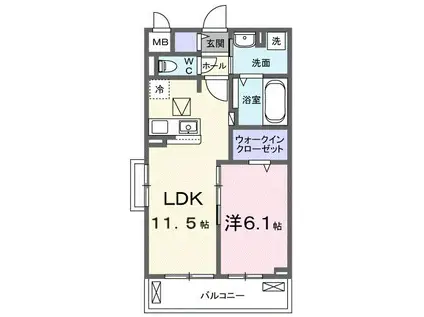 ブライトリーフ(1LDK/1階)の間取り写真