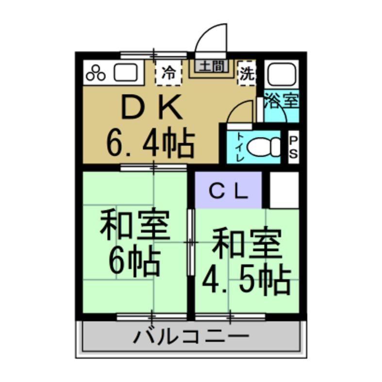 コーポ秀正(2DK/2階)の間取り写真