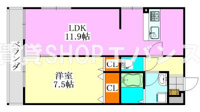 LIVLI・ヴォルペ(1LDK/2階)の間取り写真