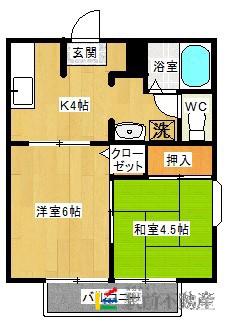 ラピート今泉(2K/1階)の間取り写真